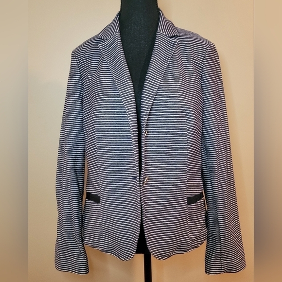 TOMMY HILFIGER Blazer, Navy Blue and White Stripes, Size Small - Picture 4 of 13